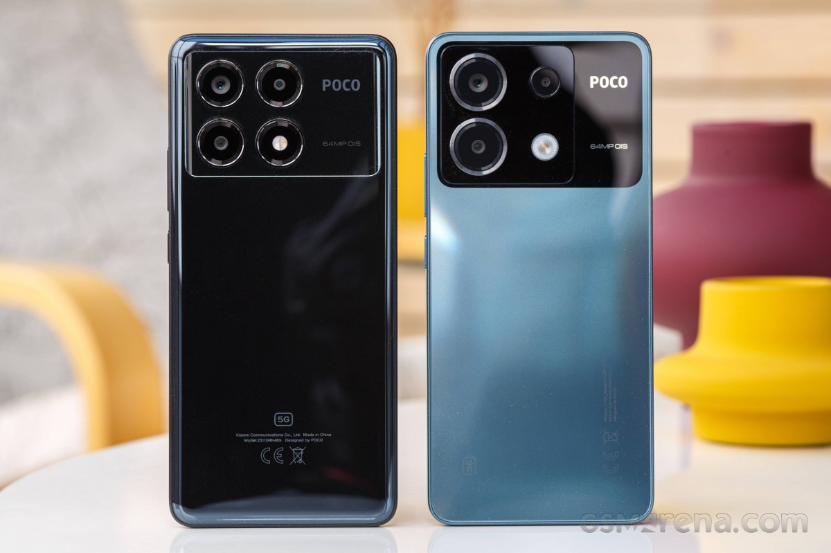 Poco X6 Pro (left) next to Poco X6